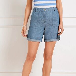 Talbots Roll Cuff Cargo Shorts - Chambray - sz 14